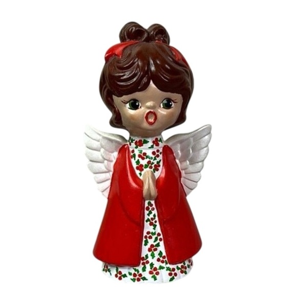 Mid century modern Holiday Angel Figurine in Red and White - Picture 1 of 5
